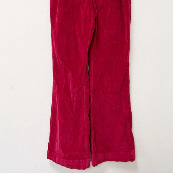 Free People Party Starter Jumpsuit Velvet Corduroy Flare in Holly Berry Red sz 2 - Picture 4 of 12